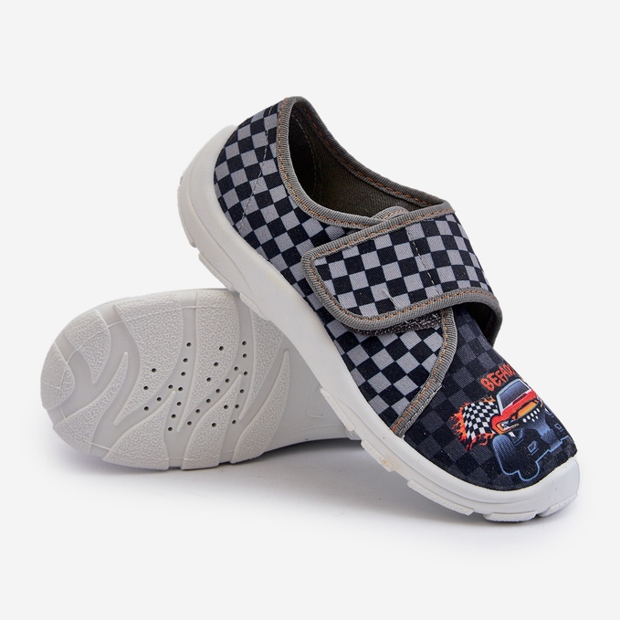 Bequeme Jungenhausschuhe mit Klettverschluss Befado 974Y540 Grau 2