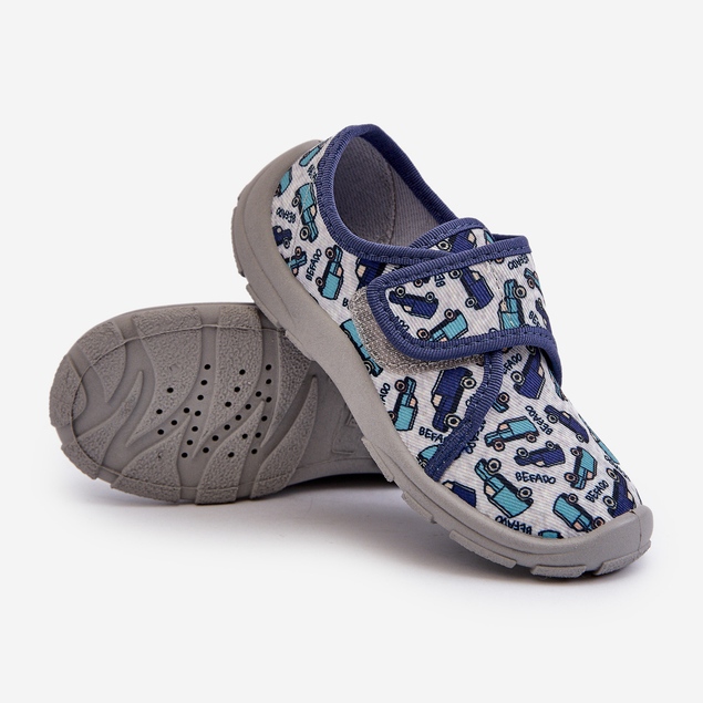 Befado Kinder-Kletthausschuhe 974X529 Grau-Marineblau 2