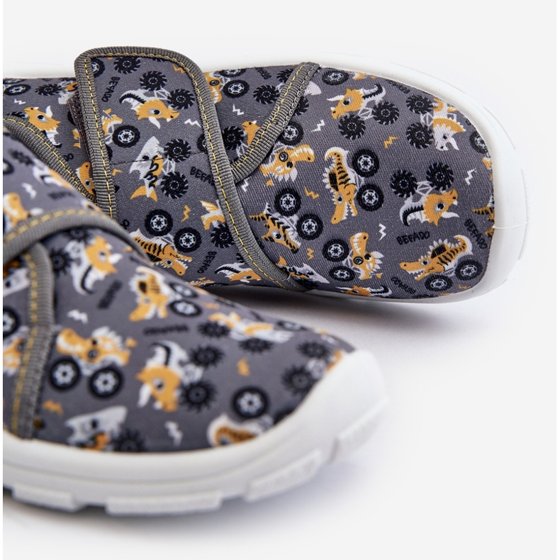 Bequeme Jungenhausschuhe mit Klettverschluss Befado 974Y552 Grau 2