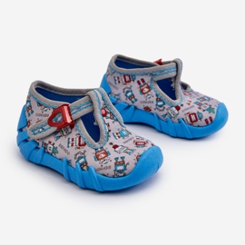 Bequeme Kinderhausschuhe BEFADO 110N483 Blau-Grau 1