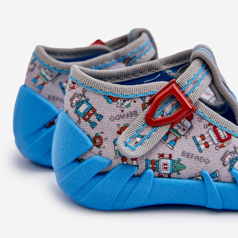 Bequeme Kinderhausschuhe BEFADO 110N483 Blau-Grau 2