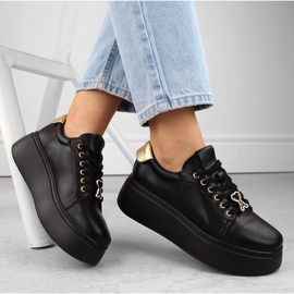 Damen-Lederschuhe auf schwarzem Plateau, Vinceza 66700 1