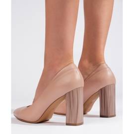 Beige Damenpumps von Sergio Leone mit dekorativem Absatz 1