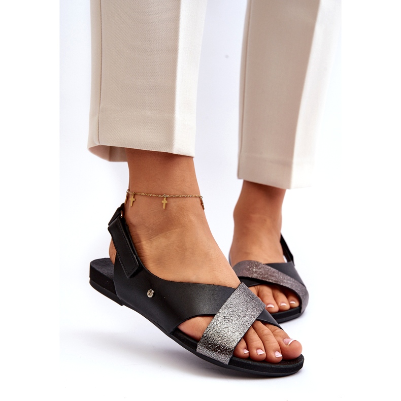 Zazoo 40141 Ledersandalen mit Klettverschluss, Schwarz 2