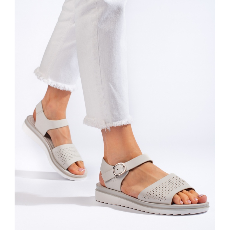 Graue durchbrochene Plateausandalen von Sergio Leone 1