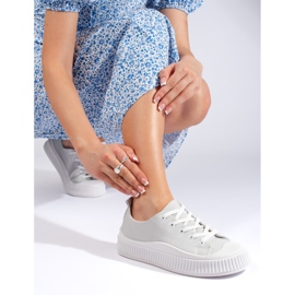 Graue Damen-Sneaker aus ökologischem Leder 2