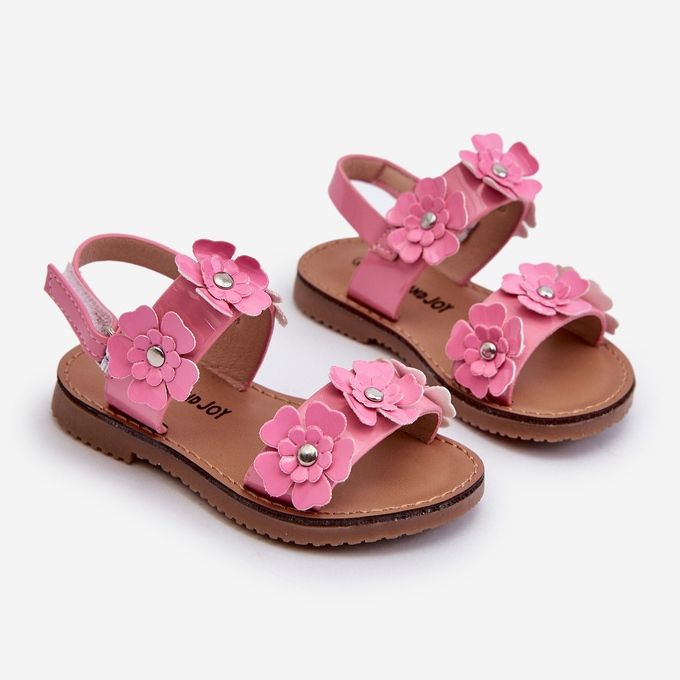 Lackierte, mit Blumen verzierte Kindersandalen, Pink Tinette rosa 1