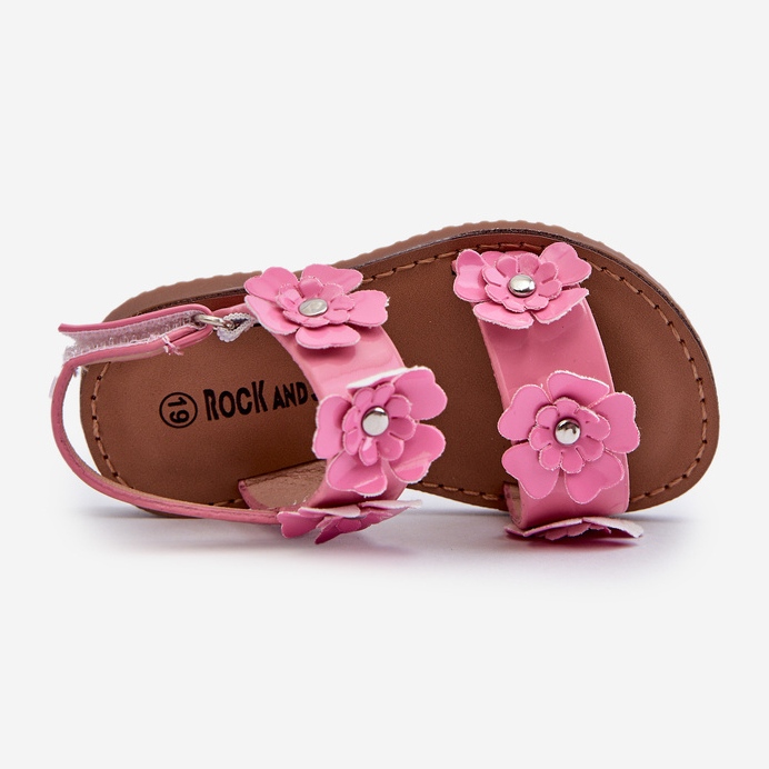Lackierte, mit Blumen verzierte Kindersandalen, Pink Tinette rosa 2