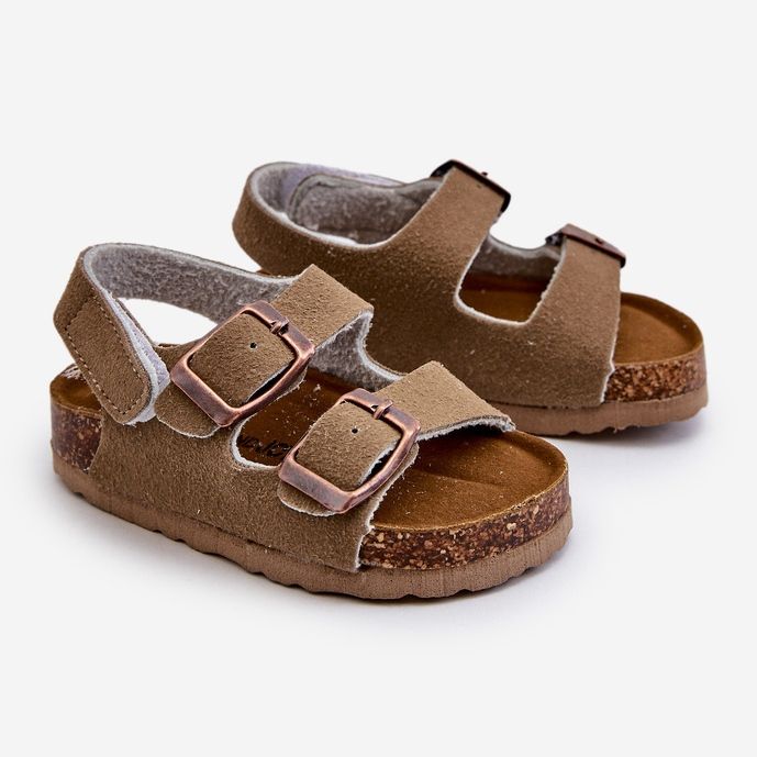 Kindersandalen auf Korkplattform, mit Klettverschluss befestigt, Khaki Rorria beige 1