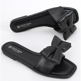 Mili Schwarze Hausschuhe mit Schleife 1