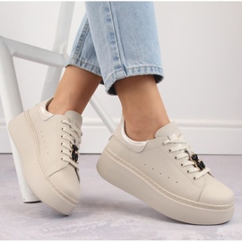 Plateauschuhe aus Leder mit Teddybär Vinceza W JAN276A, beige 1