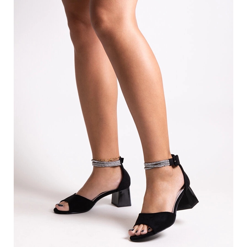 Sandalen mit hohem Absatz und Innensohle aus Nadira-Leder schwarz 1