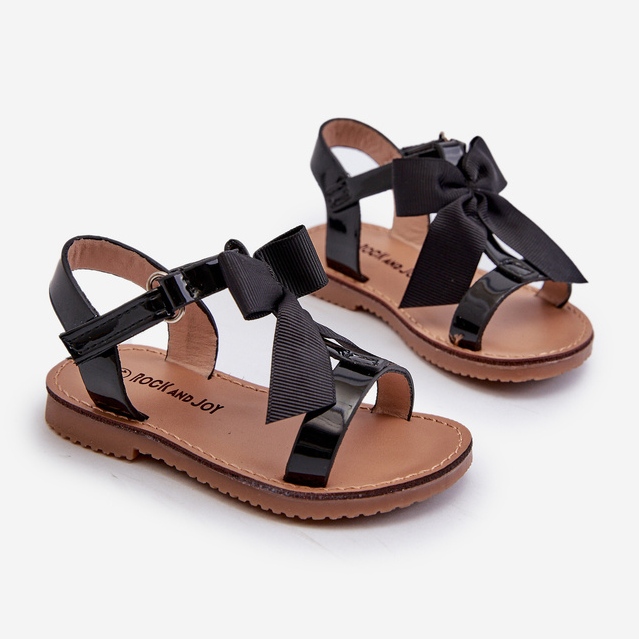 Kindersandalen aus Lackleder mit Klettverschluss, Schwarz Joratia 1