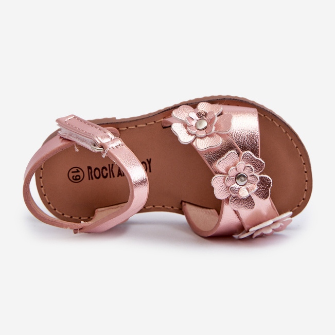 Mit Blumen verzierte Kindersandalen, mit Klettverschluss befestigt, Pink Fagossa rosa 2