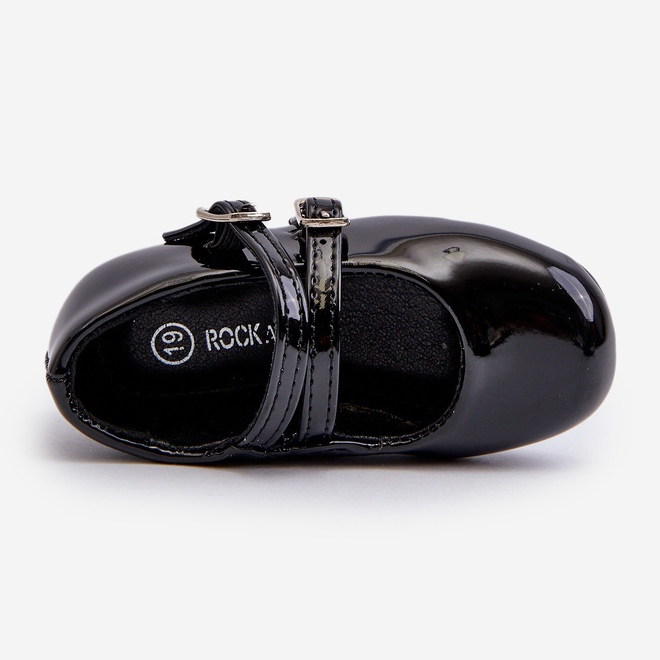 Kinderballerinas aus Lackleder mit Riemen, Schwarz Margenis 2