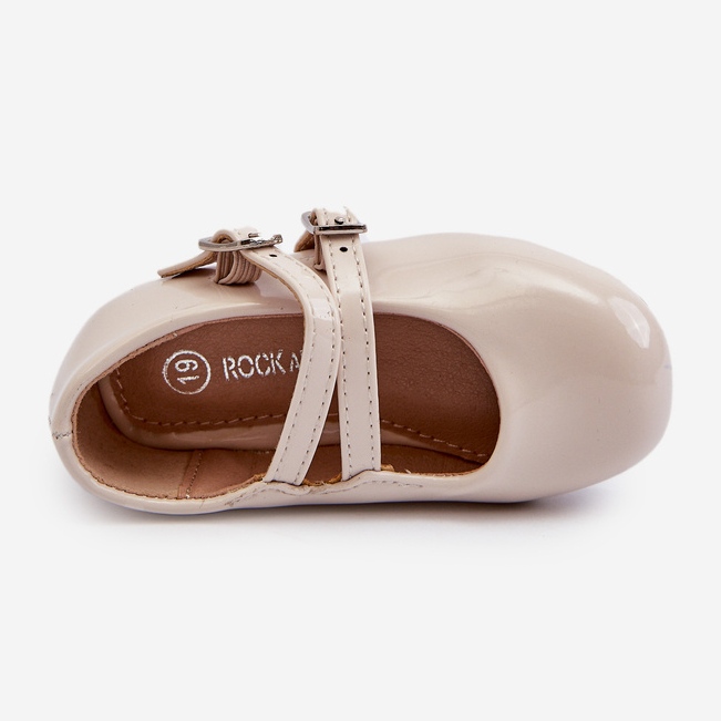 Kinderballerinas aus Lackleder mit Riemen, Beige Margenis 2