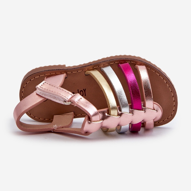 Kinder-Gladiatorsandalen mit Klettverschluss, mehrfarbig Radovia rosa 1