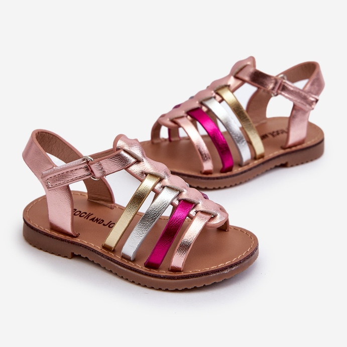 Kinder-Gladiatorsandalen mit Klettverschluss, mehrfarbig Radovia rosa 2