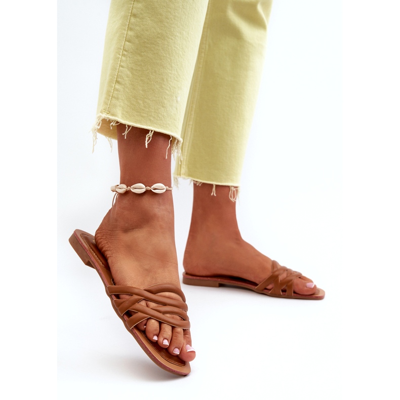 Flatheeled Eco-Leder-Flip-Flops braun 3