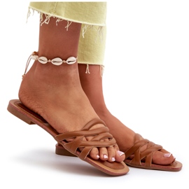 Flatheeled Eco-Leder-Flip-Flops braun 7