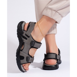 Sportliche graue Damensandalen 1