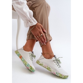 S.Barski Damen-Spitzenschuhe aus Naturleder, Weiß Farnalea 2