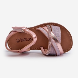 Glänzende Kinder-Sandalen mit Klettverschluss, rosa Delphina 2