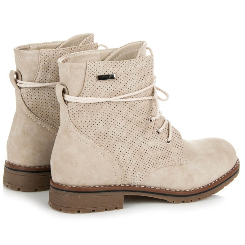 Juliet Beige Stiefeletten mit flachen Absätzen 1