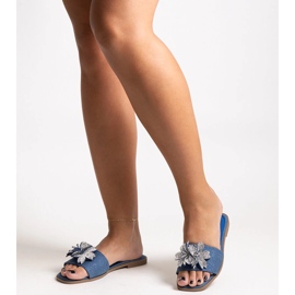 Blaue Flip-Flops mit einer Vendula-Zirkon-Blume 1