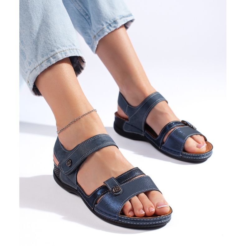 Bequeme blaue Damensandalen 1