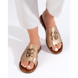 Goldene Damen-Flip-Flops mit Verzierung 1