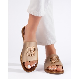 Goldene Damen-Flip-Flops mit Verzierung 2