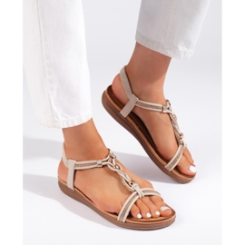 Beigefarbene Slip-On-Sandalen für Damen 2