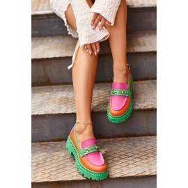 Zazoo 3476 Damen-Ledermokassins, Grün mehrfarbig 2