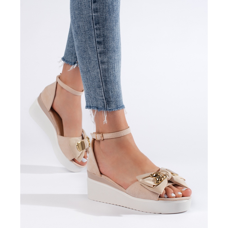 Seastar Beige Damen-Keilsandalen mit Schleife 1