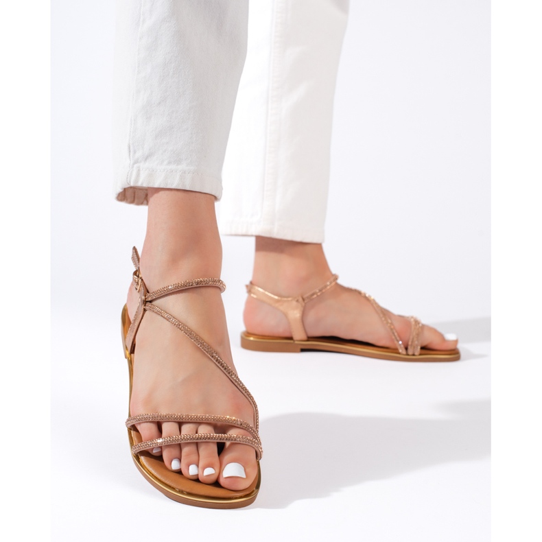 Braune Glitzer-Sandalen für Damen 2