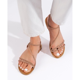 Braune Glitzer-Sandalen für Damen 1