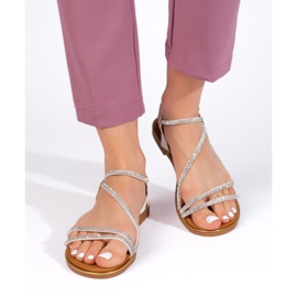 Weiße Glitzer-Sandalen für Damen 1
