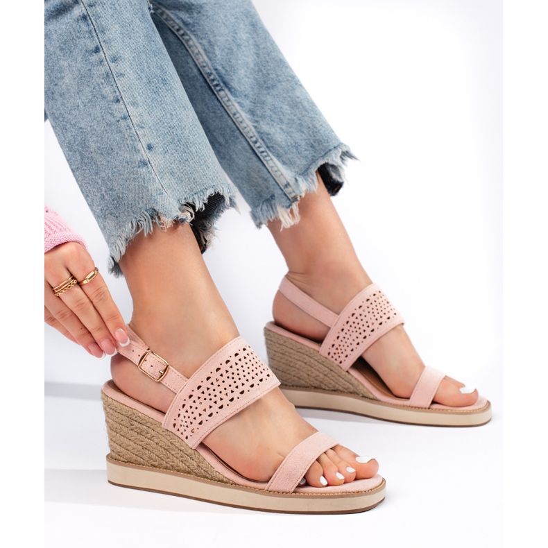 Rosa Damen-Keilsandalen 1