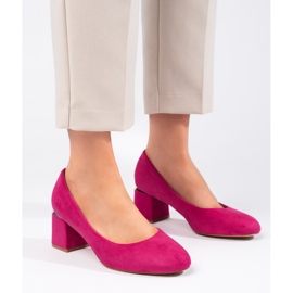 Pumps aus fuchsiafarbenem Wildleder mit hohem Absatz rosa 2