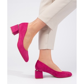 Pumps aus fuchsiafarbenem Wildleder mit hohem Absatz rosa 1