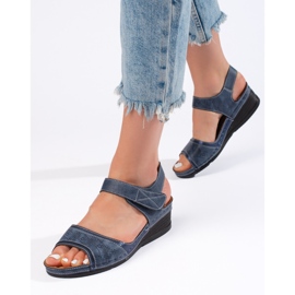 Blaue Damensandalen mit Klettverschluss 1