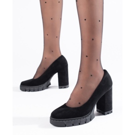 Damenpumps aus schwarzem Wildleder mit hohem Absatz 1