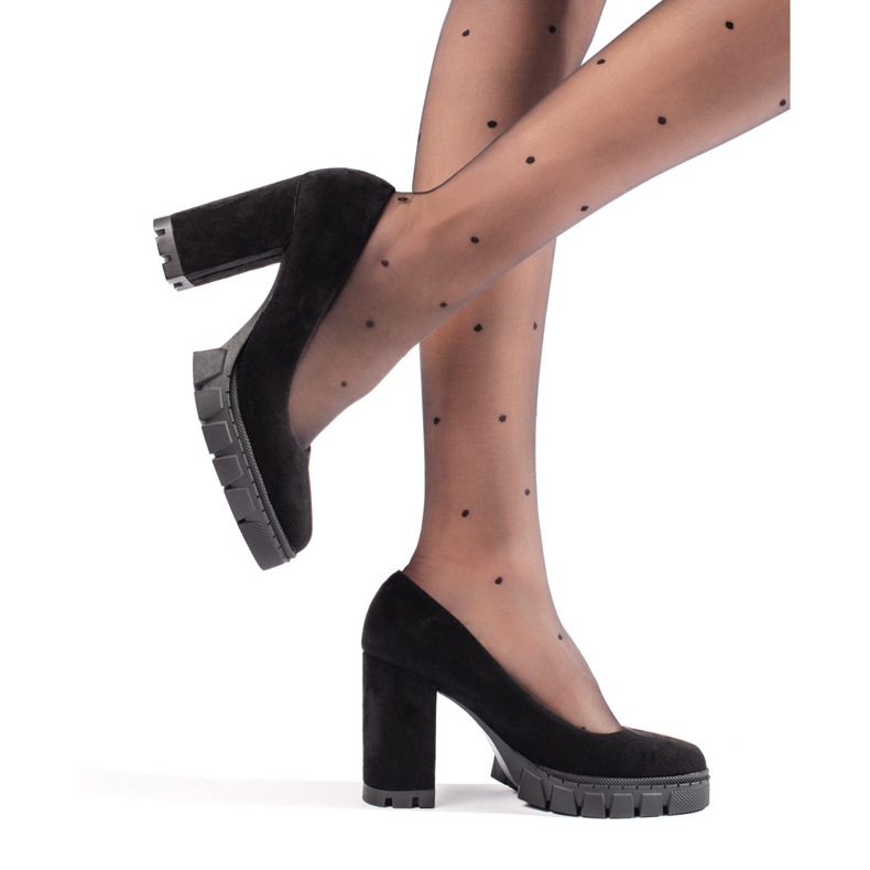 Damenpumps aus schwarzem Wildleder mit hohem Absatz 2