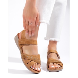 Leichte Kamel-Plateausandalen für Damen braun 1