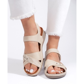 Hellbeige Damen-Plateausandalen 1