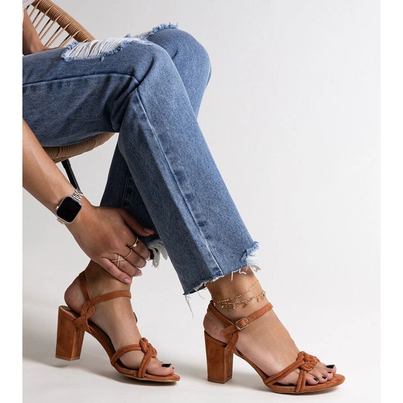 Braune Shama-Sandalen mit hohem Absatz 1