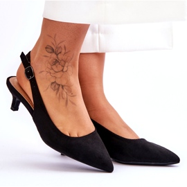 Jeeini Niedrige, spitze Pumps, Schwarz 4