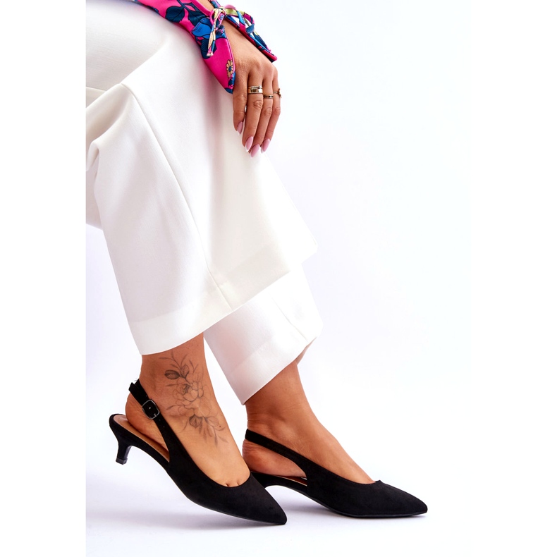 Jeeini Niedrige, spitze Pumps, Schwarz 3