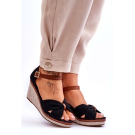 Schwarze Keilsandaletten für Damen 4